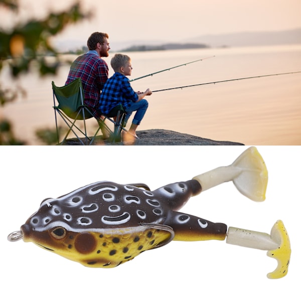 Frog Bait Mjuk Silikon Artificiell Thunder Frog Bait Fiskebeten med Dubbla Propeller FötterSvart Gul