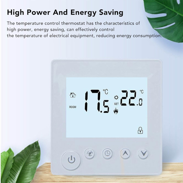 Digitaalinen termostaatti 4500W Suuritehoinen sähköinen lattialämmityksen lämpötilan säätötermostaatti toimistoon ostoskeskukseen AC 90V - 240V Valkoinen