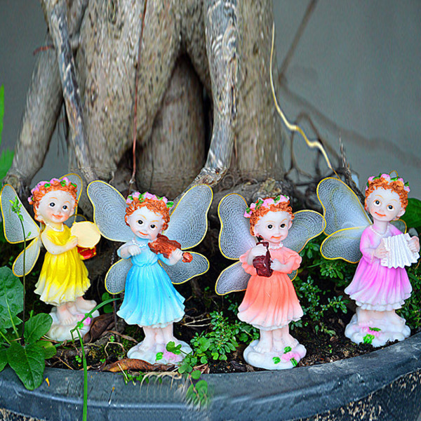 4st Lovely Resin Trädgård Simulering Fairy Ornament Yard Statyer