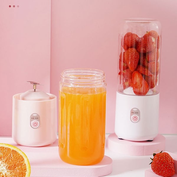 Bærbar Blender 6 Blad USB Oppladbar Multifunksjonell Mini Fruktmikser Juicer Kopp for Hjem Student 500ml Rosa
