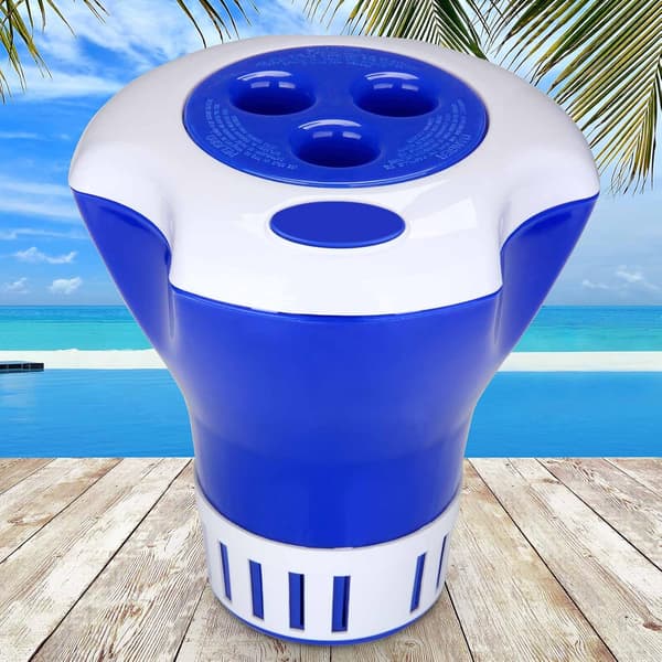 Klor- och bromdispenser för pooler, 17 cm diameter, flytande, med termometer och dispenser för spa