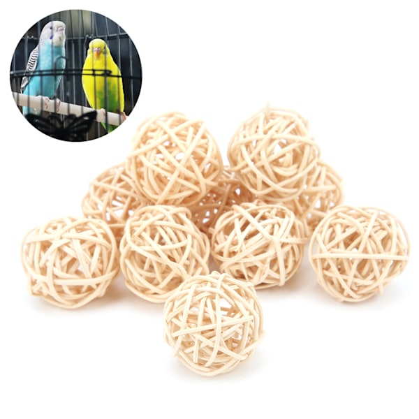 Sepak Takraw -lelu, luonnollisen värinen rottinki, turvallinen ja vaaraton papukaija, pieneläinten pureskelulelu papukaijalle, 3 cm