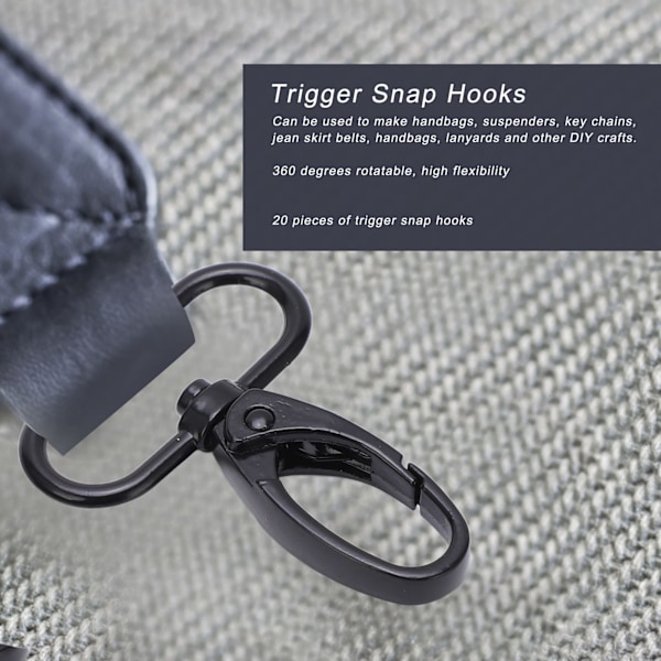 20 stk. Trigger Snap Hooks i slitesterk legering, bredt bruksområde, høy fleksibilitet, enkel betjening, nøkkelringkrok