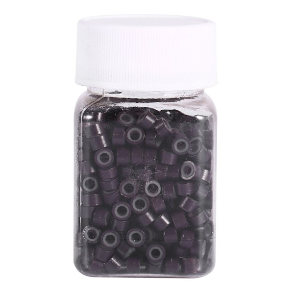 500 stk flaske mote silikonfôrede perler lenker ringer for menneskehårforlengelse (500 stk brun)