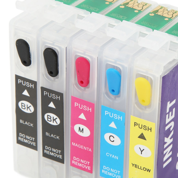 5 stk. blækpatroner sort blå magenta gul permanent chip genanvendelig refill blækpatron udskiftning til stylus