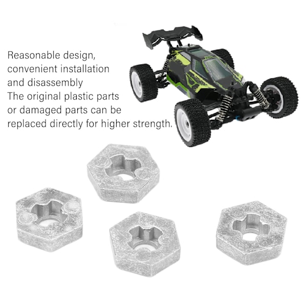 4PCS 1/16 RC Hex Koppling Zinklegering Silver RC Hjul Hex Nav Adapter för SCY 16101 16102 16103 16201 1/16 RC Bilar