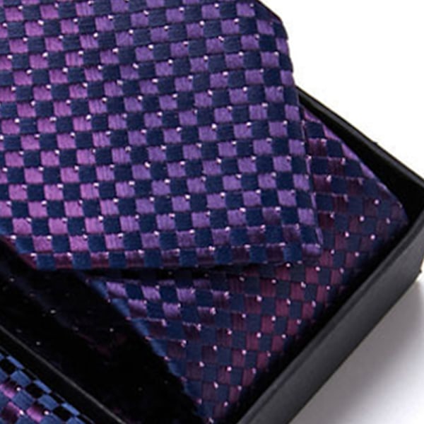 Mænd slips sæt butterfly lommetørklæde manchetknapper moderigtige elegant mand slips sæt til hall festival mørk lilla