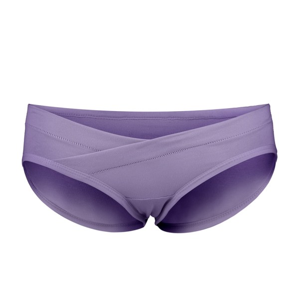 Breathable Cotton Pregnancy Underwear Low Waist U shaped Women Elastic Panties(Purple L)