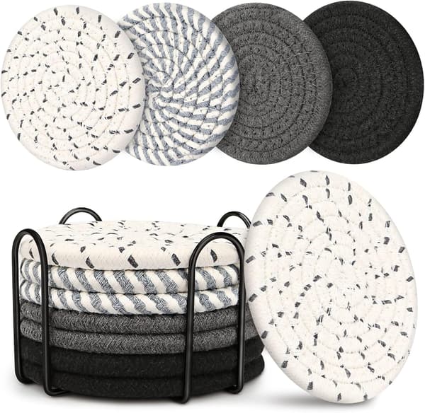 Glasunderlägg för drycker, soffbord, 8-pack, absorberande boho-underlägg
