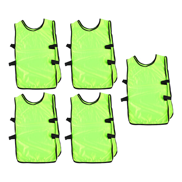 5PCS Kids Treningsvester Ermeløs Øvelse Pinnies Rund Hals Lag Tank for Fotball Sport Fluorescerende Grønn