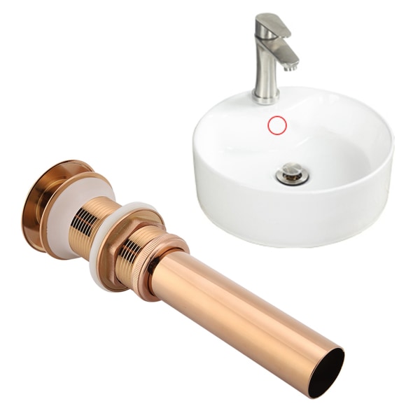 G1 1/4\" Messing Håndvask Pop-Up Afløb Samling Uden Overløb (Rose Gold)