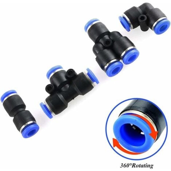 40PCS Pneumatisk Koppling Pneumatisk Koppling 4mm Tryckluft Snabbkopplingar 4 Former för Tätning Tryckluft Rörskoppling-Typ-Y/T/Rak/Vinkel