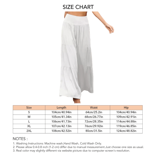 Kvinnor vida ben byxor hög midja enfärgad lös passform avslappnade byxor för dagligt bruk yoga vit XL