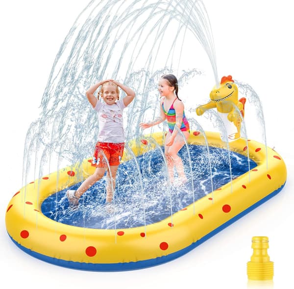 Oppustelig børnepool med udendørs sprinkler måtte til 3, 4, 5, 6, 7 og 8-årige