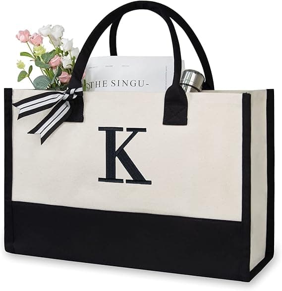 Personoitu alkukirjain kangaskassi, monogrammikassi naisille