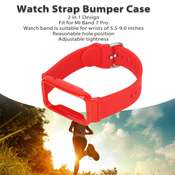 Silikoniranneke suojakotelolla Mi Band 7 Pro - Punainen ja punainen kotelo