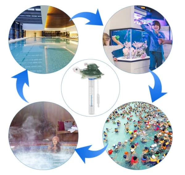 Flydende vandtermometer med snor til swimmingpool, spa, akvarium, jacuzzi, dam, fisk