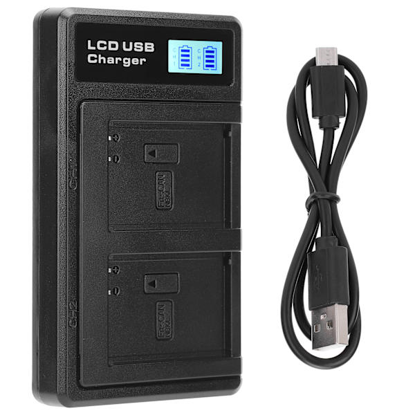 Bærbar kamera batterioplader til NB‑10L kamera dobbelt oplader med LCD-skærm
