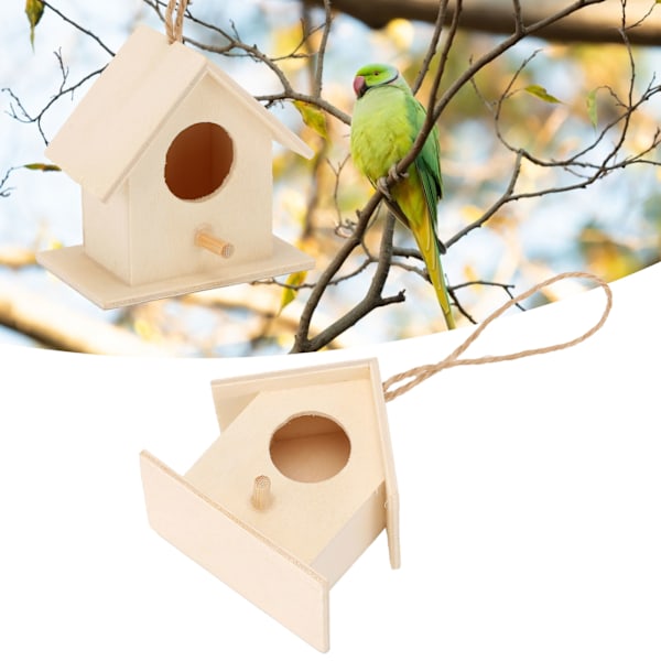 4PCS Wood Bird Nests Hanging Birdhouse Breeding Box Bird Cage for Garden DIY Decor