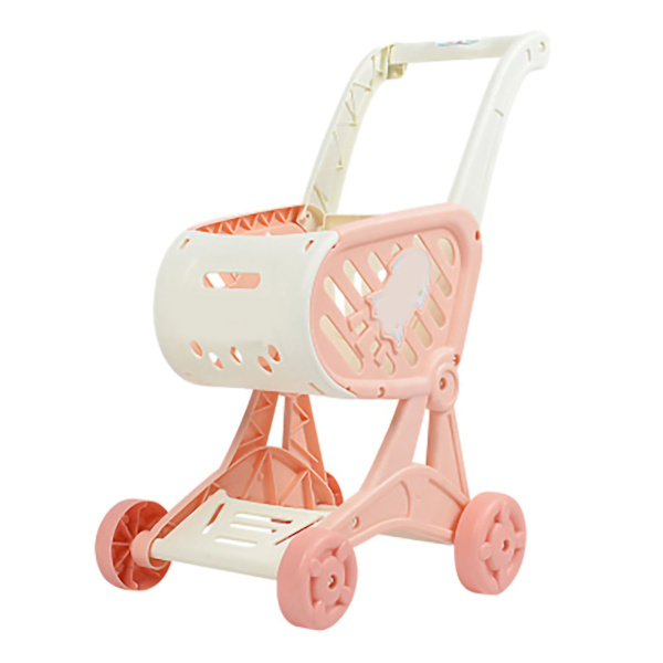 Dockhusvagn Shopping Cart Set Kök Skär Frukt Leksaker Supermarket Barnvagn Simulering för Barn Gåvor Rosa