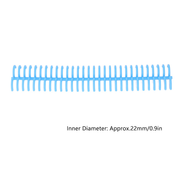 10 stk. løse blade bindingsryg 30 huller 22 mm indvendig diameter slidstærke plastbindingsringe blå
