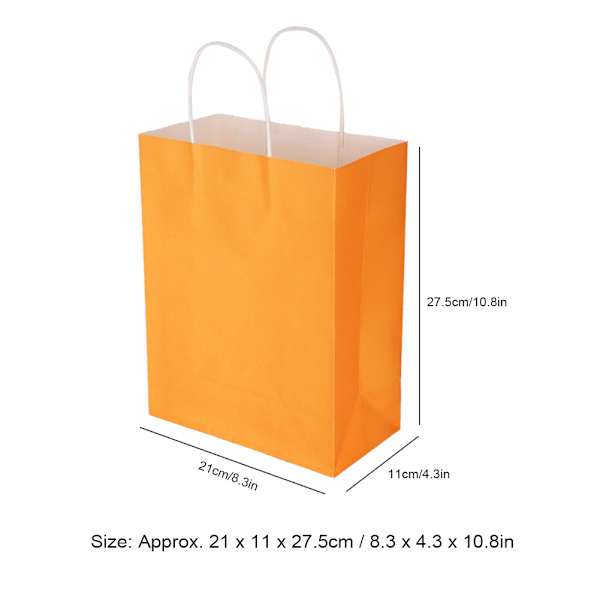 Eko-vänlig bärbar kraftpapperspåse Butikskläder Förpackningspåse (M 21 x 11 x 27,5 cm) Orange