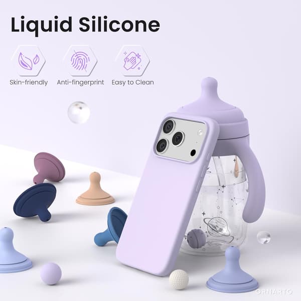 Fodral för iPhone Pro 6,3 tum Mjukt flytande silikonfodral Stötsäkert tunt mikrofiberfoder Fullt skydd Lila