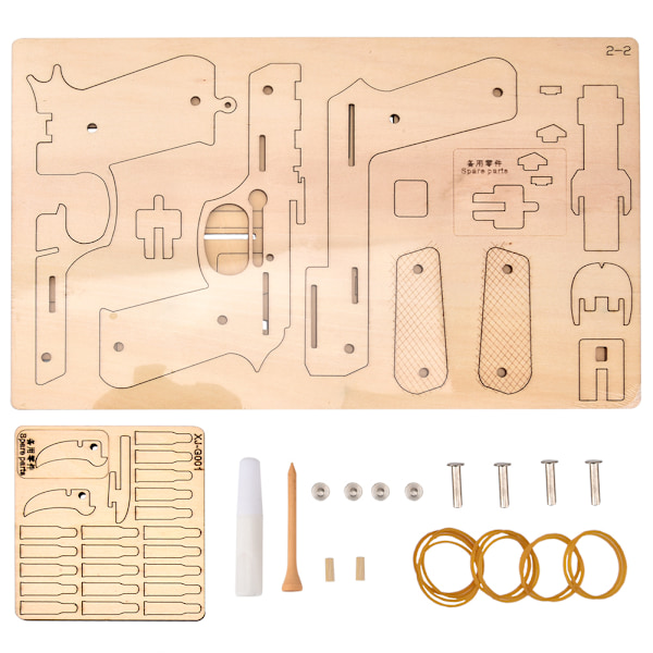 3D Trä Gummiband Pistol Pussel Leksak DIY Handgjord Modell Barn Barn Trähantverk Monteringssats