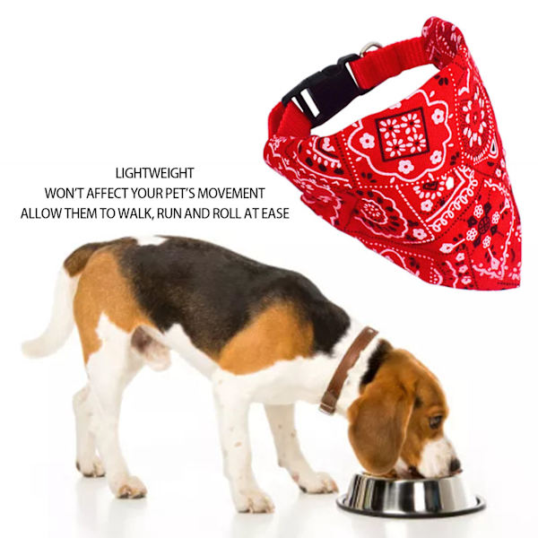 Halsband Bandana för Husdjur Justerbar Andningsbar Hudvänlig Triangulär Tryck Hundhalsband med Scarf för Katt Kanin Röd S 1.0cm/0.4in