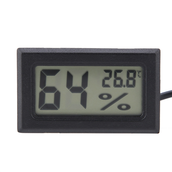 Inbyggd Mini LCD-termometer Hygrometer Fuktighetstemperaturmonitor med extern sond
