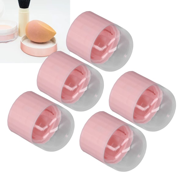 5 sæt makeup svamp opbevaringsboks støvtæt åndbar skønhed makeup blender etui med holder pink