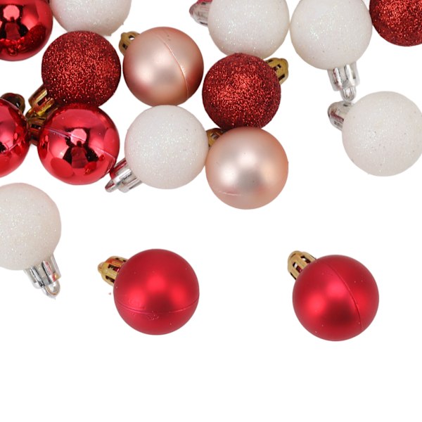 49 stk Mini Julekule Ornamenter Uknuselig Skinnende Fargerik Julekule for Ferie Bryllupsfest Dekorasjon Rød Hvit Rosa