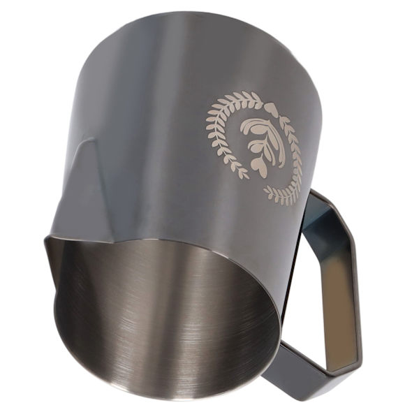 Melkeskummer i rustfritt stål, melkeskummerkanne, blandebeger, kanne for kaffedrikker, 450 ml, svart
