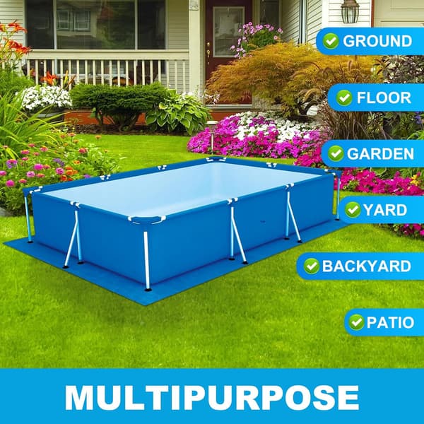Rektangulær blå vandtæt foldbar poolmåtte 338x239 cm