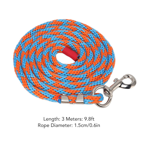 Hestetau Tykk Slitasjesterk Myk Nylon Kjæledyr Bånd med Legering Hook for Husdyr Hunder 9.8ft Blå Oransje