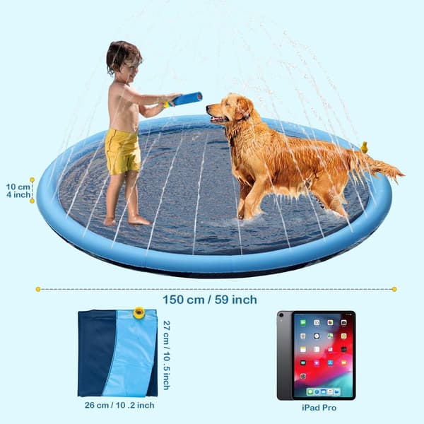 Hundepool vandmåtte, 150 cm tyk, sommerleg, vandlegetøj