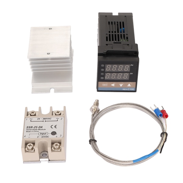 Digital PID termostat sett termoelement kjøleribbe relé temperaturregulator sett med brakett for gård kyllinghus 25A