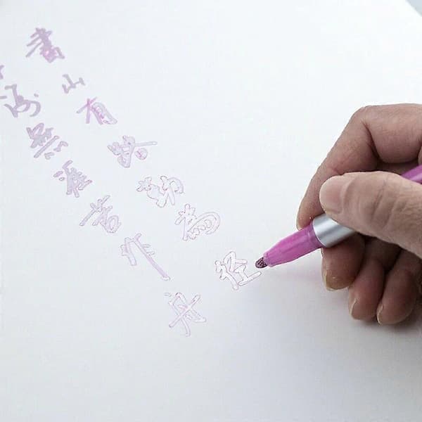 8 Farvede Metallic Dobbeltstregs Doodle Kunst Tegne Kontur Pen Sæt Nyt