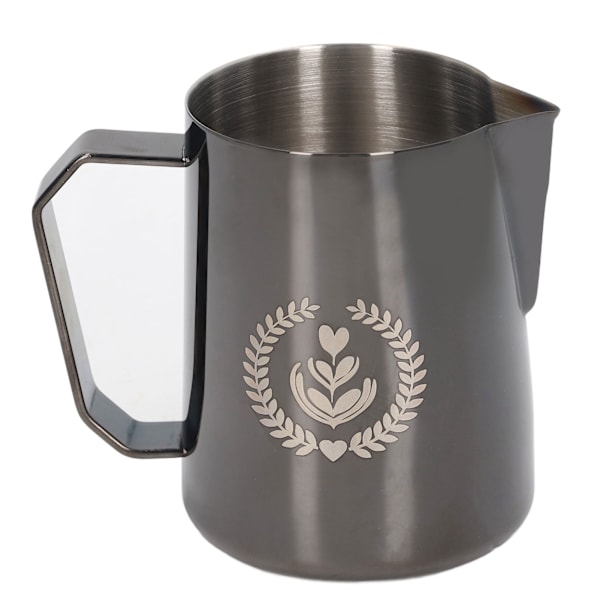 Melkeskummer i rustfritt stål, melkeskummerkanne, blandebeger, kanne for kaffedrikker, 450 ml, svart