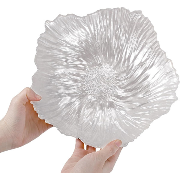 Fruktskål i glas Kreativa fruktskålar Köksfruktskål Pärlvit blomform Dekorativ fruktservis