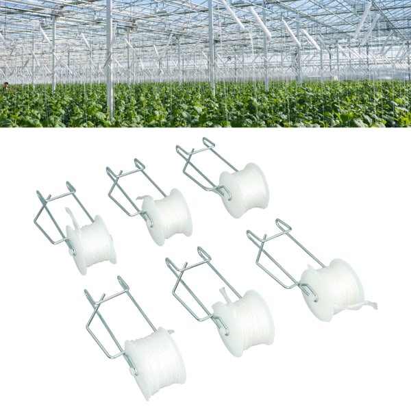 6st Tomatstödkrokar Växthustomatrullkrokar Set Support Kit för Tomatkörsbär 15 Meter Line
