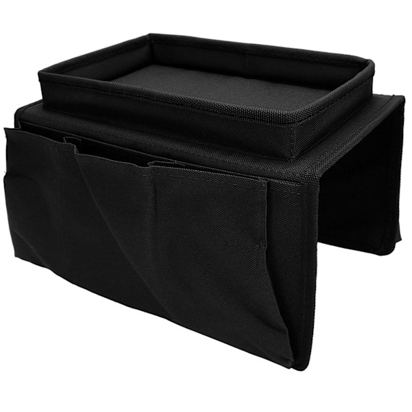 4 fickor Soffa Armstöd TV Fjärrkontroll Organizer Fåtölj Soffa Väska med Mugghållare BrickaSvart