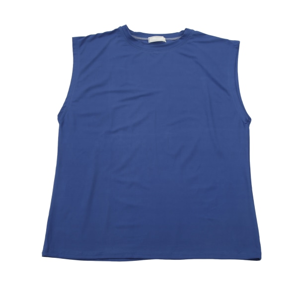 Herretreningstanktopp uten ermer, ensfarget muskelskjorte for kroppsbygging og trening på treningsstudio, blå, XL
