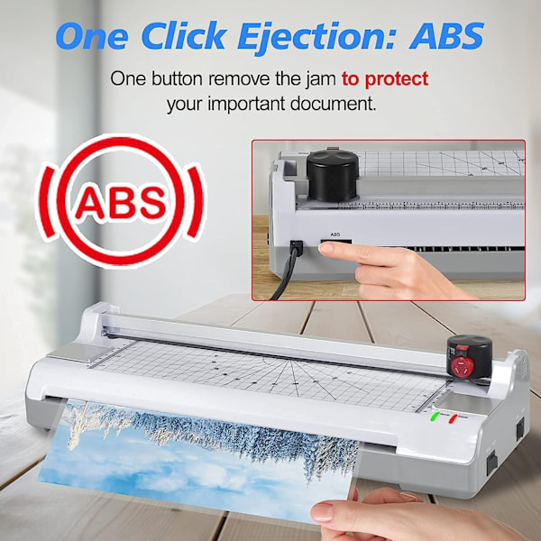 Laminatormaskin 9 tum A4 Termisk Varm Kall Laminering Maskin EU-kontakt 220-240V för Hem Skola Kontor