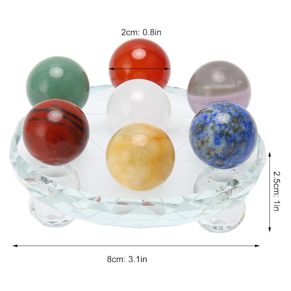 7 Chakra Stones Set Purify Negative Energy Round Healing Stones with Charging Plate for Beginners Professionals