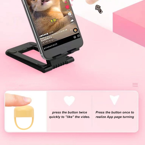Fingertip Video Controller Trådløs BT4.0 Op til 32,8ft Ergonomisk ABS Silikone App Sidevender til Selfie Video Browsing Gul