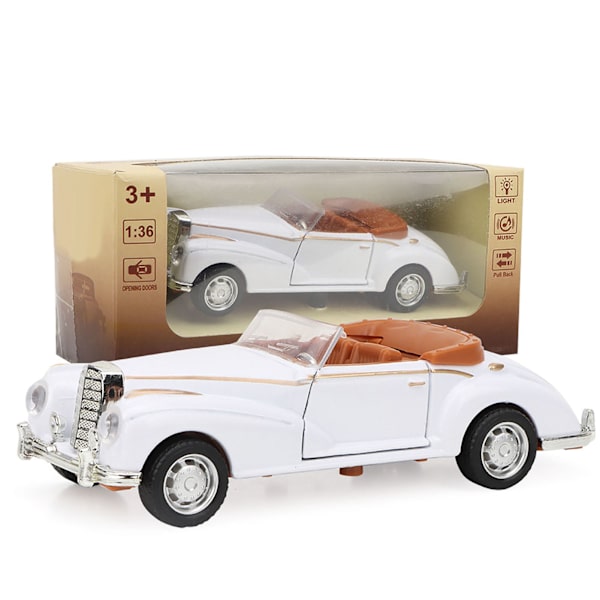 Mini-stimulaatioseos Klassinen automalli Roadster Ääni- ja valomalli Leluauton (Valkoinen)