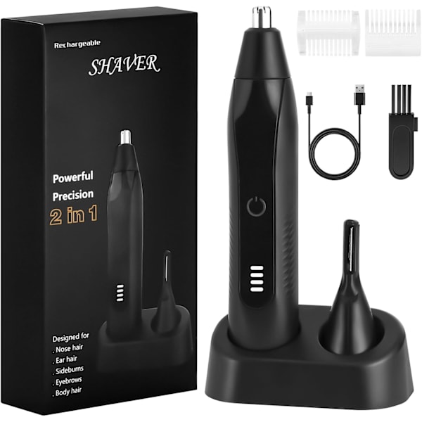 2-i-1 Nese- og øretrimmer IPX7 Vanntett USB-lader