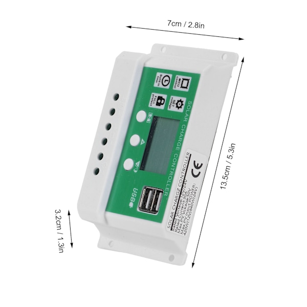 30A 12V 24V LCD Aurinkoenergian Lataussäädin Aurinkopaneeli Akun Säädin Kaksois-USB-Ulostulolla