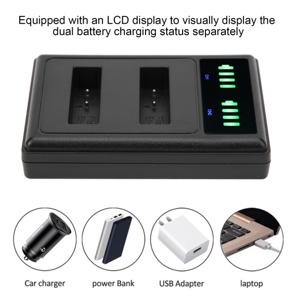 Dobbelt hurtigopladningshub-opladningsbase Micro TypeC LCD-display til ENEL23-kamerabatteri